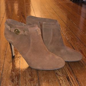 Tan Suede Coach Booties